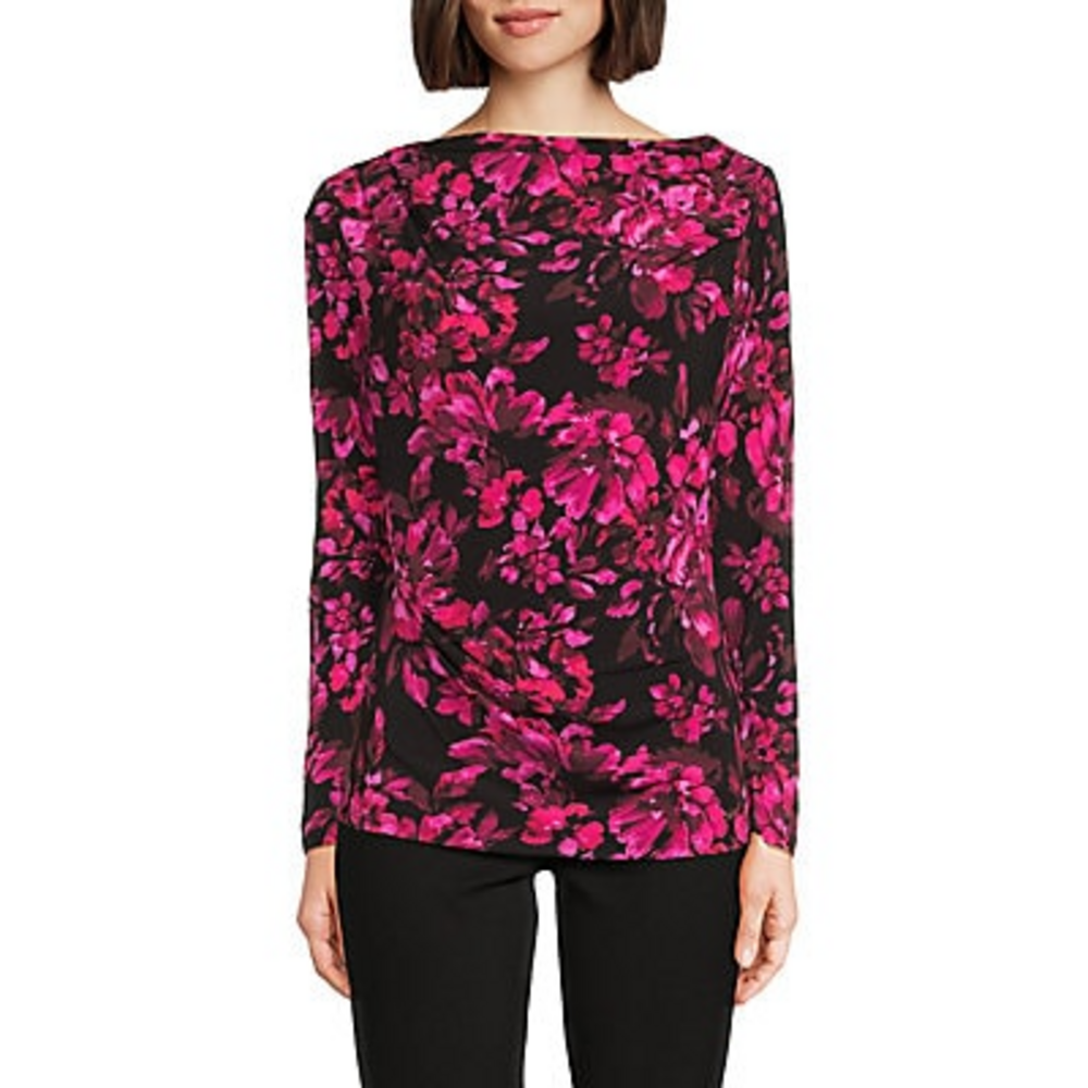 Badgley Mischka Floral Top in Black